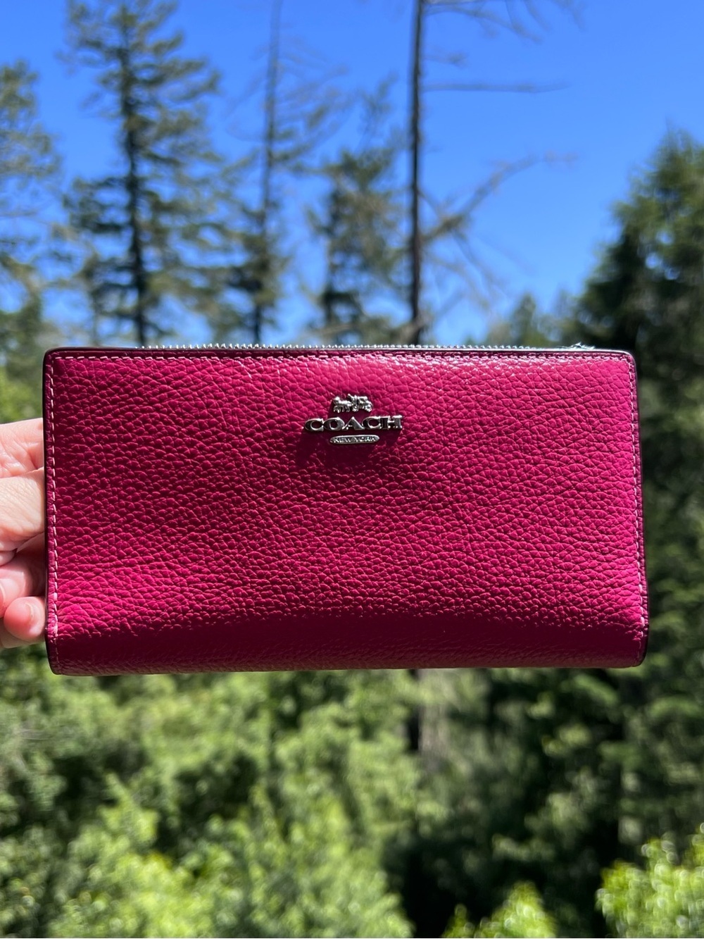 COACH Wallet Pink Pebble Leather Cardholder w Silver Hardware AUTHENTIC